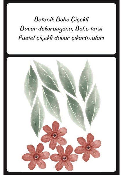 Botanik Pastel Vintage Boho Çiçekli Duvar Dekorasyonu, Boho Tarzı Pastel Çiçekli Duvar Sticker fırsatları