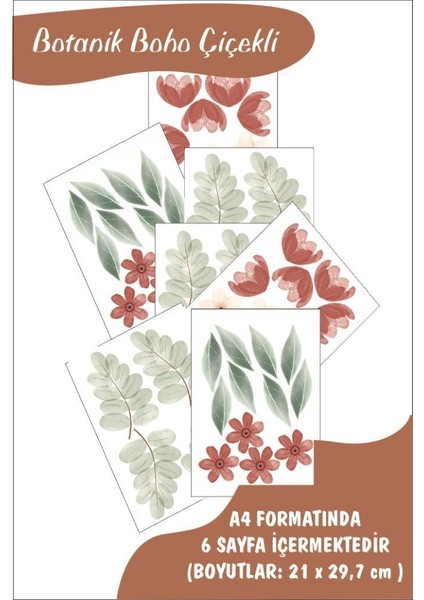 Botanik Pastel Vintage Boho Çiçekli Duvar Dekorasyonu, Boho Tarzı Pastel Çiçekli Duvar Sticker indirimleri