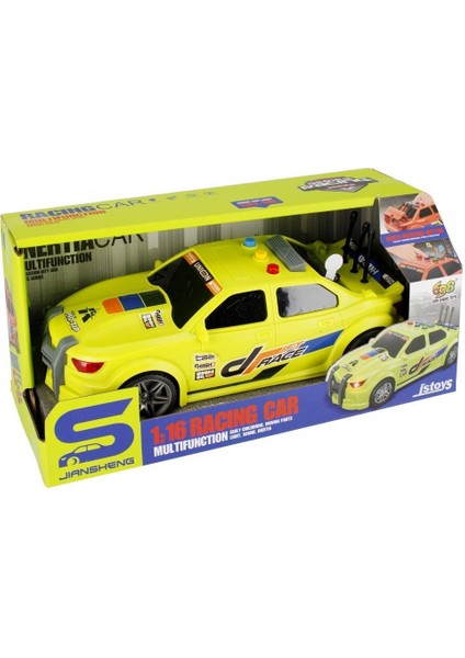 Ctoy Işıklı ve Sesli Neon Yeşil Yarış Arabası