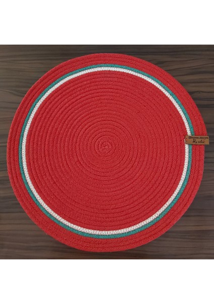 Amerikan Servis Supla Takımı Kırmızı Tabak Altlığı Mutfak Hasır Sepet Sunum Hediye 34X34CM