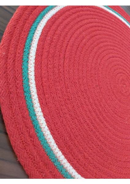 Amerikan Servis Supla Takımı Kırmızı Tabak Altlığı Mutfak Hasır Sepet Sunum Hediye 34X34CM modelleri