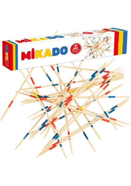 Ahşap Mikado Oyun Çubukları Mini Renkli Eğitici Motor Zeka ve Beceri Oyunu 31 Adet Çubuk