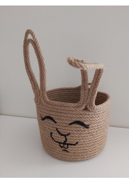 Hasır Sepet Tavşan Düzenleyici Organizer Dekorasyon Hediyelik Sunum Tasarım 18X13 cm modelleri