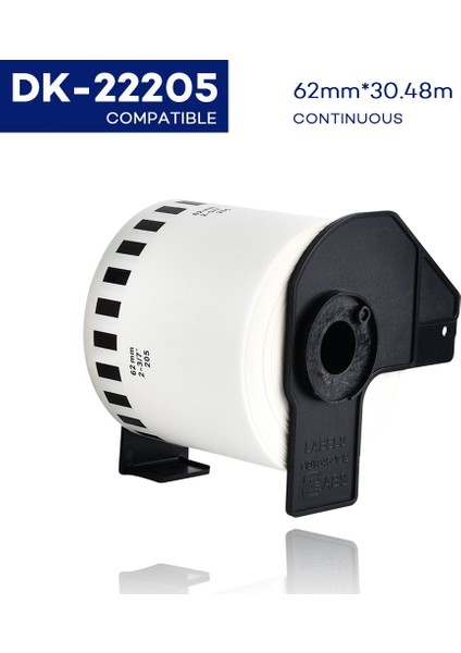 Brother DK-22205 62MM Sürekli Form Termal Etiket, 30 Metre (Dk Serisi) Brother P-Touch DK-22205 Uyumlu Muadil Etiket
