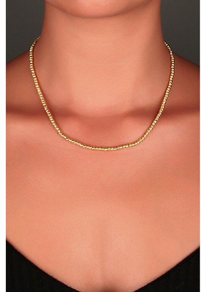 925 Ayar Gold Kaplamalı Dorika Taşlı Gümüş Kolye