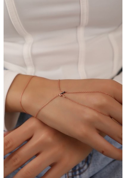 925 Ayar Rose Kaplamalı Siyah Taşlı G Harfi Gümüş Şahmeran fiyatları