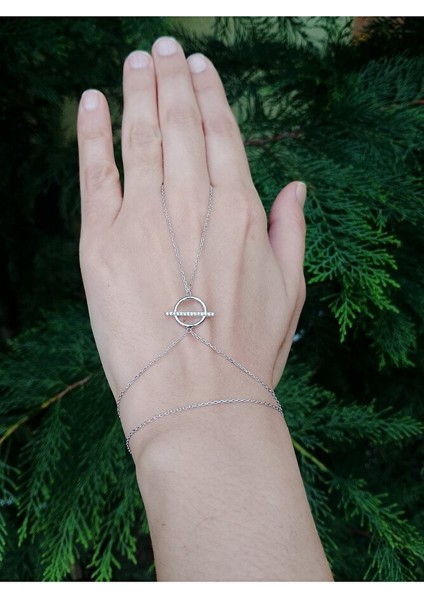 925 Ayar Rodyum Kaplamalı Beyaz Taşlı Gezegen Gümüş Şahmeran