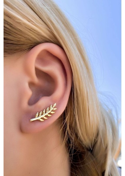 925 Ayar Tekli Burçak Model Gold Kaplama Gümüş Küpe