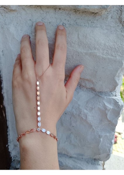 925 Ayar Rose Kaplamalı Oval Pul Tasarım Gümüş Şahmeran