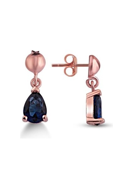 925 Ayar Rose Kaplamalı Yeşil Taşlı Damla Kesim Gümüş Küpe modelleri