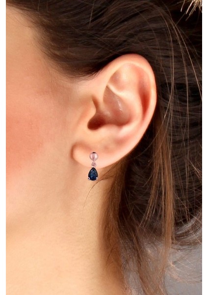 925 Ayar Rose Kaplamalı Yeşil Taşlı Damla Kesim Gümüş Küpe fırsatları