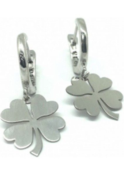 925 Ayar Rose Kaplamalı Yonca Halka Gümüş Küpe fiyatları