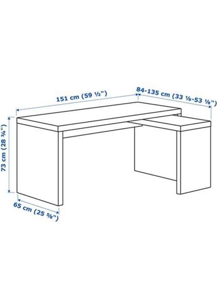 Malm Beyaz Çalışma Masası 151X65