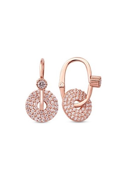 Zirkon Taşlı Yuvarlak Gümüş Trend Küpe