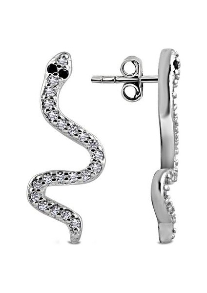 Zirkon Taşlı Yılan Küpe