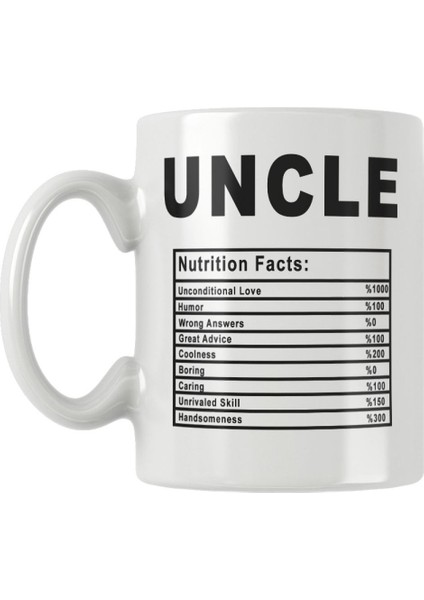 Uncle Nutrition Facts Dayı Amca Hediye Baskılı Kupa Bardak