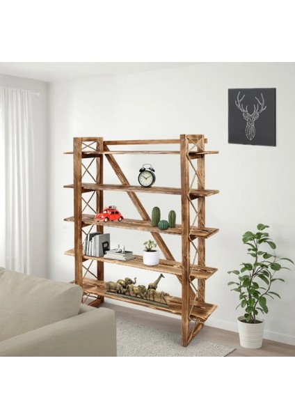 Tamamen Ahşap Dekoratif 5 Bölmeli El Yapımı Raf & Kitaplık modelleri