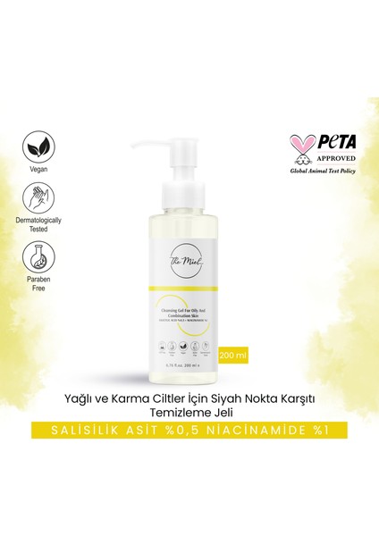 Yağlı ve Karma Ciltler Için Siyah Nokta Karşıtı Temizleme Jeli (Salisilik Asit %0,5 Niacinamide %1 )