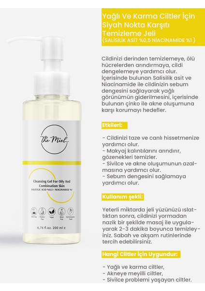 Yağlı ve Karma Ciltler Için Siyah Nokta Karşıtı Temizleme Jeli (Salisilik Asit %0,5 Niacinamide %1 )