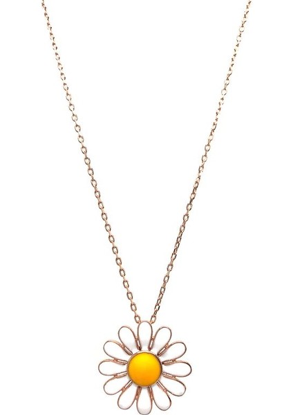 925 Ayargümüş Mineli Papatya Kolye