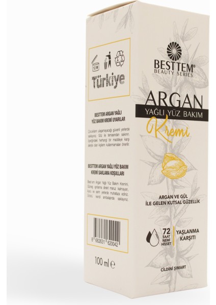 Yüz Bakım Kremi Argan Ve Gül, Sıkılaştırıcı, Nemlendirici, Besleyici Kadifemsi Yapı 100ml