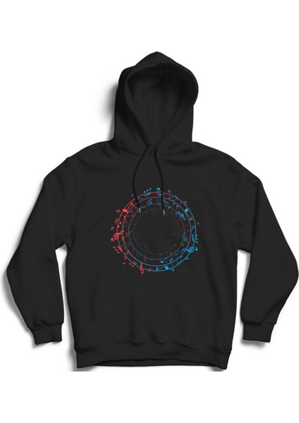 Dairesel Notalar, Circular Notes, Müzik, Music Kapüşonlu Sweatshirt Hoodie