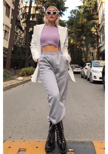 3 Iplik Kalın Şardonlu Yüksek Bel Bol Kalıp Büyük Beden Oversize Eşofman Altı fiyatları