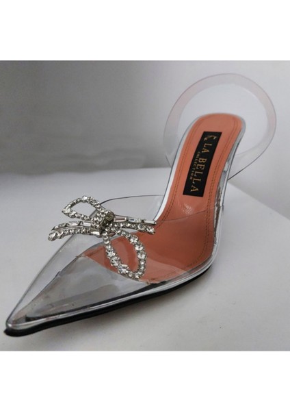 Kadın Swarovski Taşlı Şeffaf Topuklu Abiye Ayakkabı