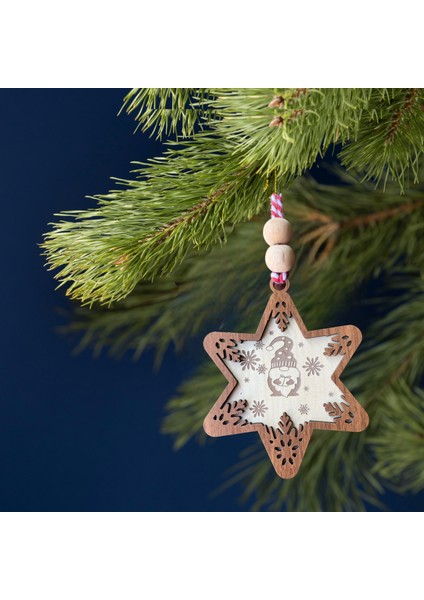 Hippodeco Yıldız Şeklinde Yılbaşı Ağaç Süsü, Sevimli Ayı ve Merry Christmas Işlemeli Yılbaşı Çam Ağacı Süsü, Minimalist Yılbaşı Dekoru fiyatları