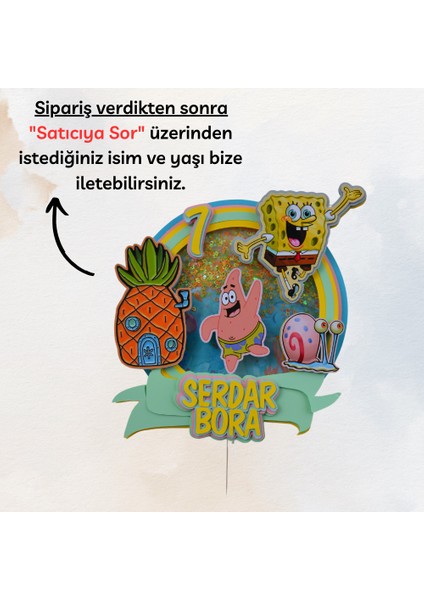 Sünger Bob Temalı Erkek Kız Çocuk Doğum Günü Süsü Sünger Bob Kişiye Özel Pasta Süsü Parti Malzemesi Cake Topper (19X18CM) fiyatları