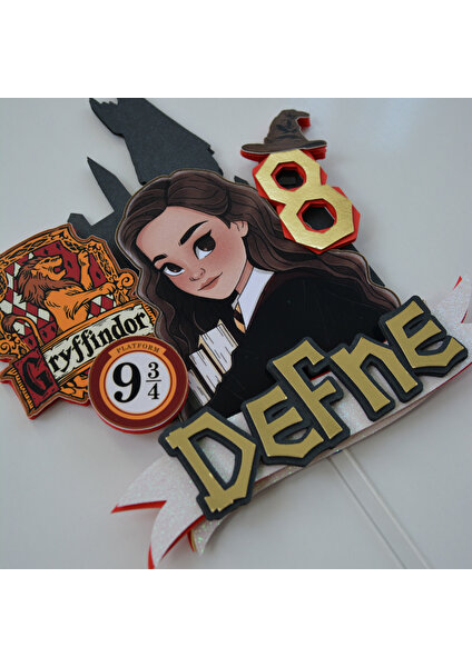 Cake Topper Harry Potter Temalı Kız Çocuk Doğum Günü Süsü Hermione Kişiye Özel Pasta Süsü Parti Malzemesi Cake Topper (19X18CM)