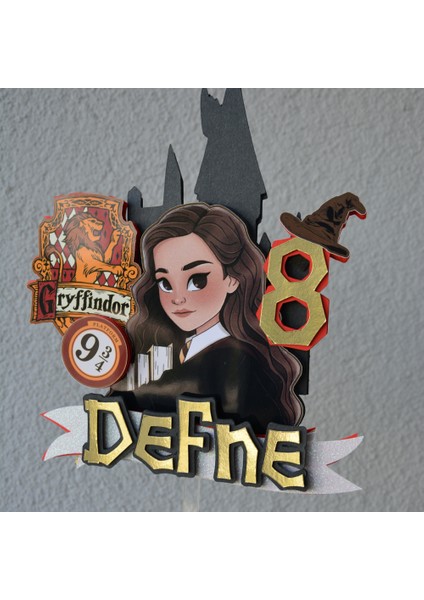 Cake Topper Harry Potter Temalı Kız Çocuk Doğum Günü Süsü Hermione Kişiye Özel Pasta Süsü Parti Malzemesi Cake Topper (19X18CM)