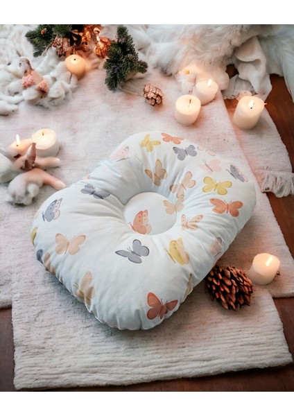 Organik Pamuklu 0-12 Ay Bebek Düz Baş Yastığı Turuncu Kelebekler Bebek Yastığı fiyatları