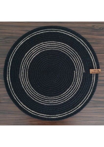 Amerikan Servis Supla Takımı Tabak Altlığı Mutfak Hasır Sepet Sunum Hediye 33X33CM Siyah hasır