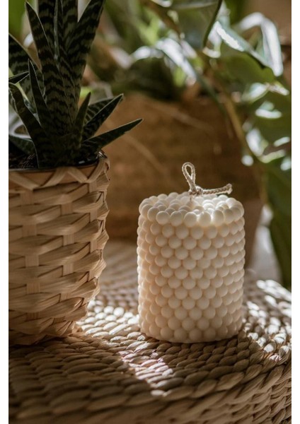 3 Adet Bubble Silindir Mum Pudra Kokulu Pearl Candle Soya Wax Vegan Mum indirimleri