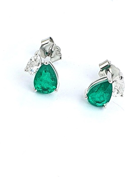 Sky Diamond Green Creative Rubies 925 Ayar Gümüş Lüks Damla Küpe fiyatları