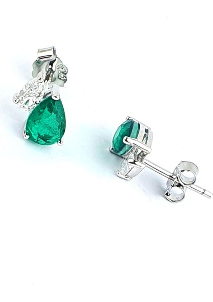 Sky Diamond Green Creative Rubies 925 Ayar Gümüş Lüks Damla Küpe modelleri
