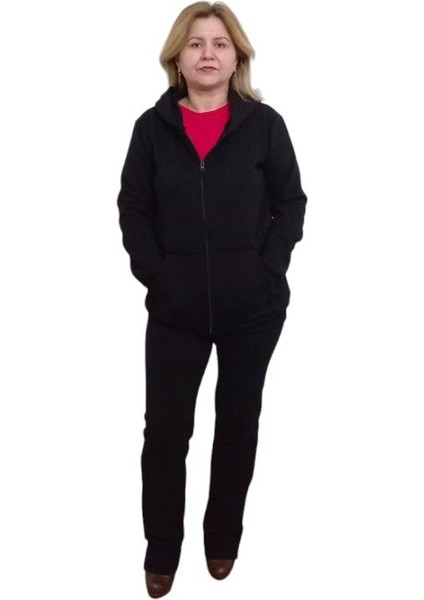 Siyah Kapüşonlu Unisex Sweat Hırka