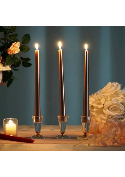 Chrıstmas Candle Metallıc Brıght Rose Gold Candlestıck 10 Adet Rose Gold Şamdan Mumu Yılbaşı Mumları modelleri