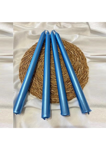 10 Pcs Vıp Chrıstmas Candle Metallıc Brıght Blue Candlestıck 10ADET Mavi Şamdan Mumu Yılbaşı Mumları