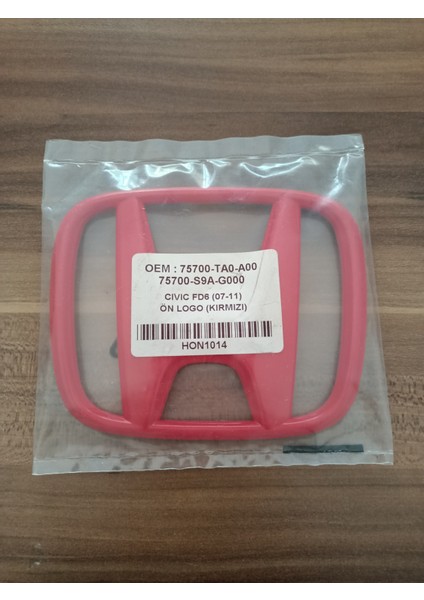 Honda Cıvıc Fd6 Ön Arma Logo Kırmızı 2007 - 2011 Modeller Arası Uyumludur