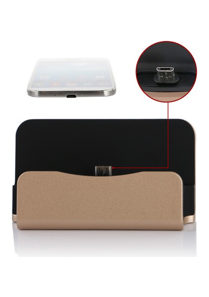 Micro USB Universal Masaüstü Şarj Aleti Dock Gold