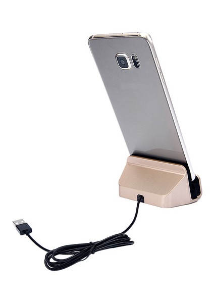 Micro USB Universal Masaüstü Şarj Aleti Dock Gold
