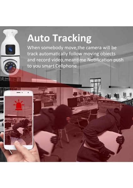4mp Hd Kablosuz Ip Güvenlik Gözetleme Kamerası Çift Kameralı Çift Lensli Otomatik Takip Panoramik Ampul Kamera Kablosuz