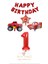 Kırmızı Renk Happy Bırthday Rakam Araba ve Jeep Folyo Balon Seti Yaş 1 1