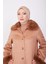 Önü Düğmeli Kürklü Kaban 23K7806 Camel 2