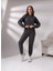 Pamcott Kadın Simli Oversize Kadın Bisiklet Yaka Crop Üst ve Jogger Alt Eşofman Takımı PAM1001 2