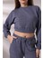 Pamcott Kadın Simli Oversize Kadın Bisiklet Yaka Crop Üst ve Jogger Alt Eşofman Takımı PAM1001 5