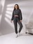 Pamcott Kadın Simli Oversize Kadın Bisiklet Yaka Crop Üst ve Jogger Alt Eşofman Takımı PAM1001 1