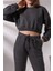 Pamcott Kadın Simli Oversize Kadın Bisiklet Yaka Crop Üst ve Jogger Alt Eşofman Takımı PAM1001 5
